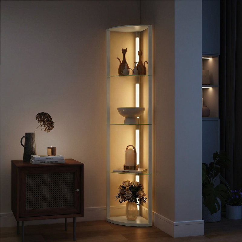 162cm Veneered Column Floor Lamp, Grey
