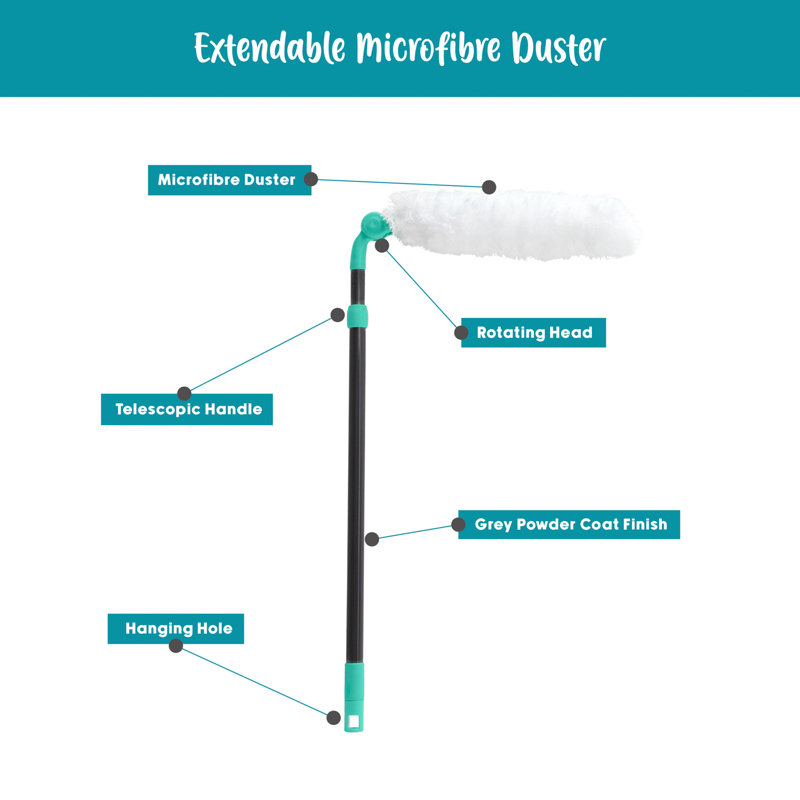 Dairian Extendable Microfibre Duster, Turquoise