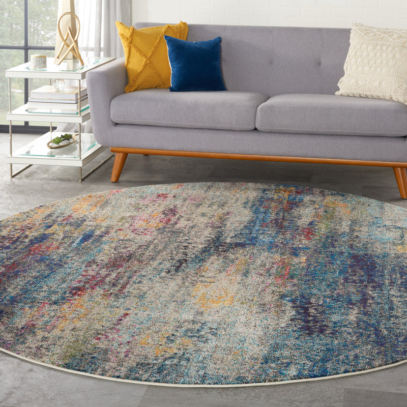 Armelia Abstract Indoor Rug, Round 7'10"
