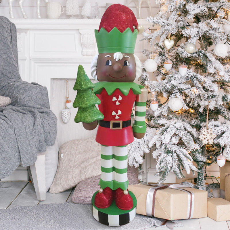 Figurine casse-noisette 48 pouces tenant un arbre en rouge / vert, Rouge / Vert / Blanc