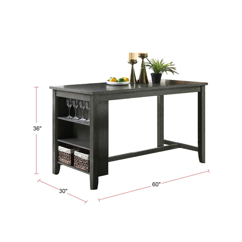 Rectangle Wooden Counter Height Dining Table with Storage in Black