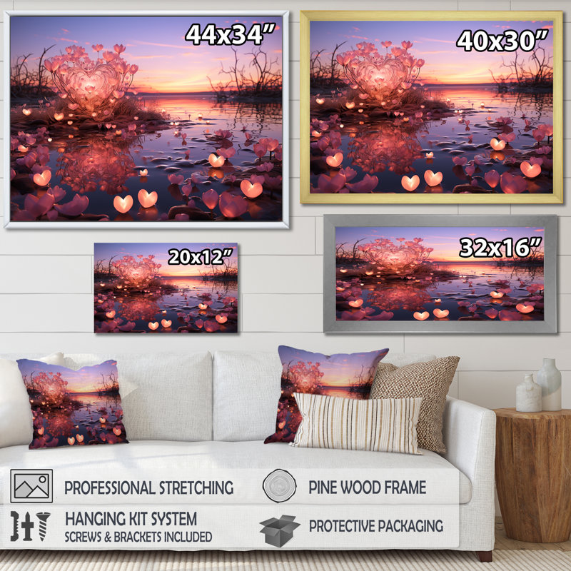 «Dreamy Sky Horizon», art mural plage, Cadre flottant brun, H 24 po x l 32 po x P 1 po