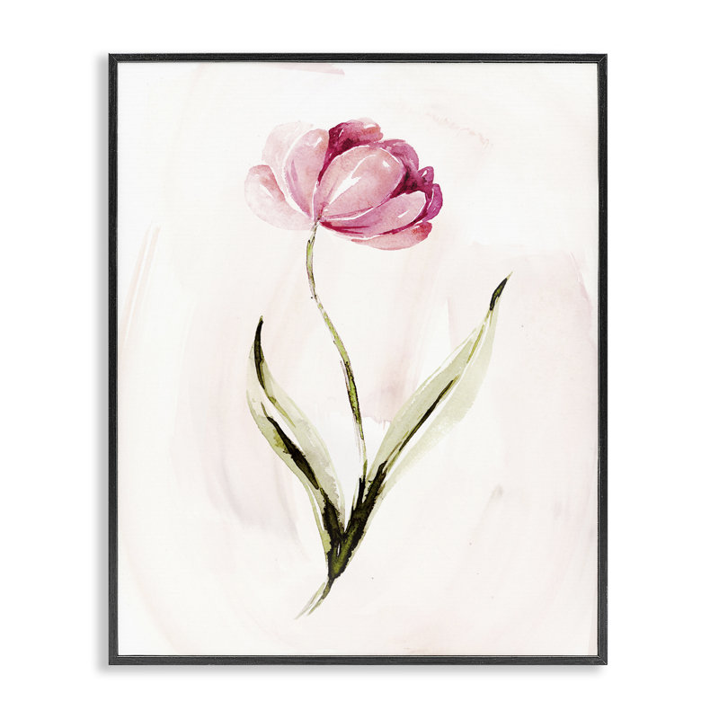 Giclée encadrée de fleurs modernes roses, design par Kristen Brockmon, H 14 po x l 11 po, Giclée encadrée noir minuit