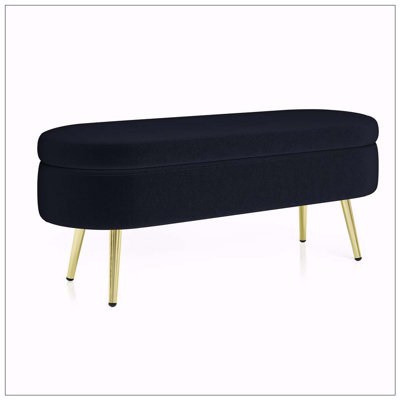 Ottoman Oval Storage Bench ith Metal Legs