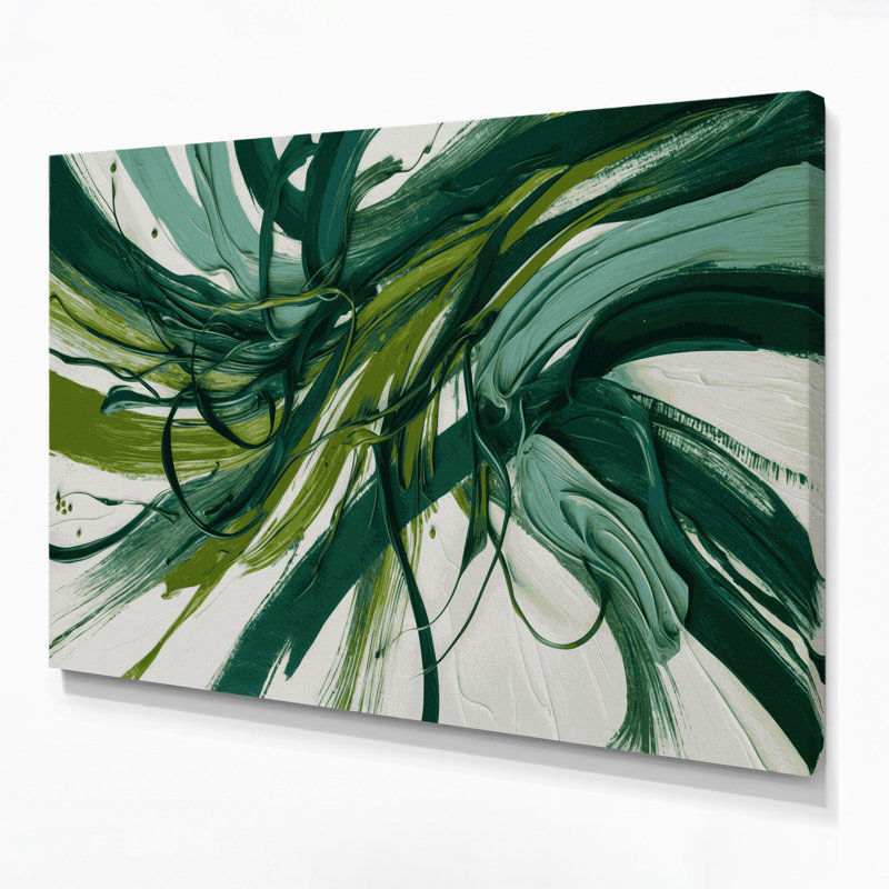 «Lyrical Abstraction 34», art mural sur toile verte, H 11 po x l 14 po