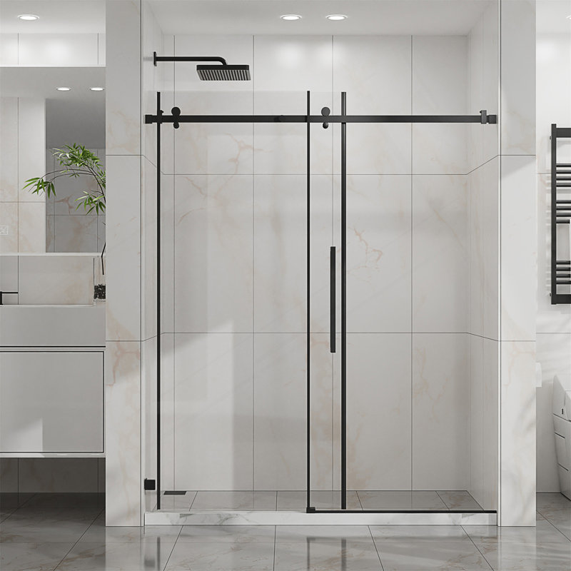 60 W X 72 H Frameless Clear Tempered Glass Shower Door With Easy-Clean Coating And Stainless Steel Hardware