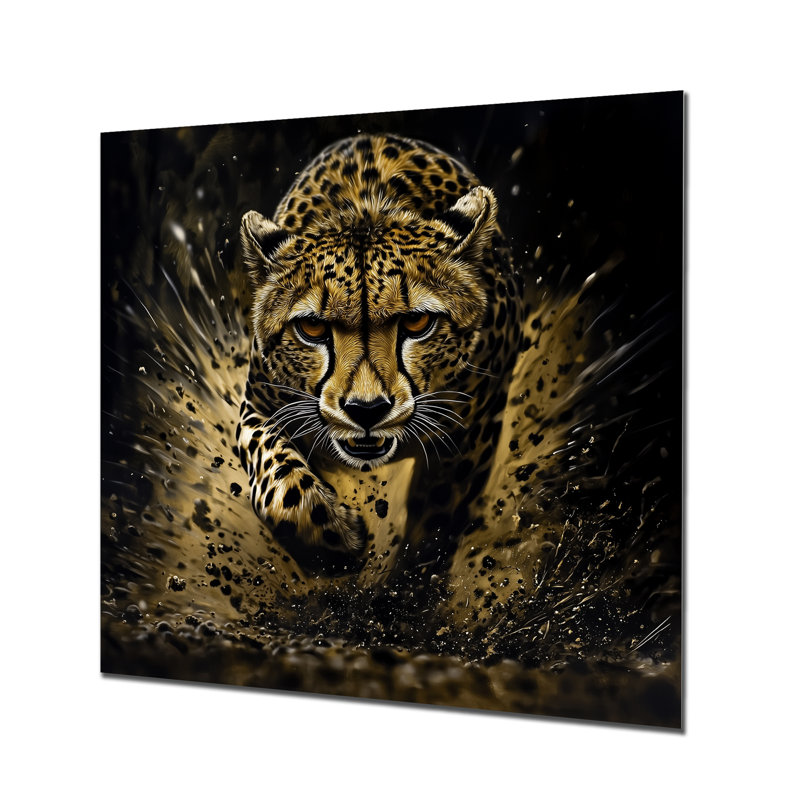 Courir, guépard I - hibou, décoration murale en métal, impression sur métal moderne, H 23 po x l 23 po