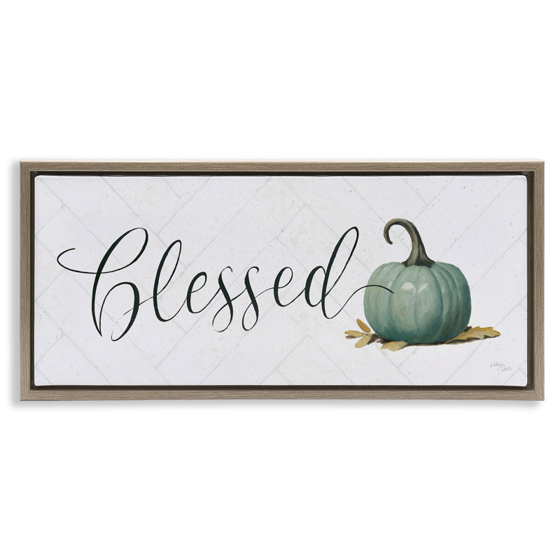 «Blessed with Pumpkin», art mural sur toile par Wellington Studio, H 11 po x l 25 po, Cadre flottant orme Montalcino
