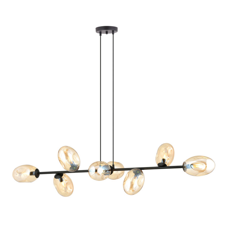 Eola 8 - Light Black Kitchen Island Pendant, Gold
