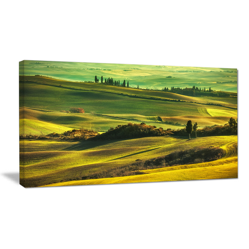 «Green Rolling Hills on Misty Sunset», reproduction de photo sur toile tendue, H 16 po x l 32 po x P 1 po