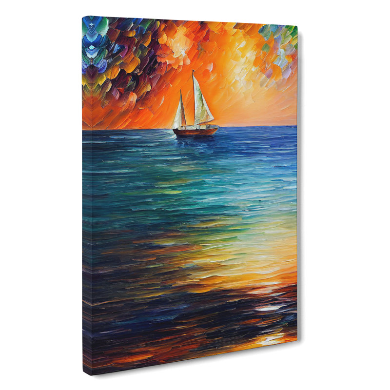 Boat At Sunset No.1 - Wrapped Canvas, 50cm H x 35cm W x 3cm D