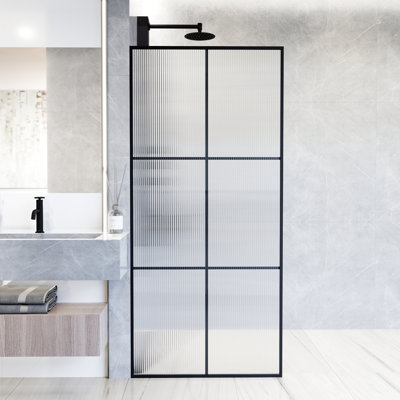 Ventana 34" W x 74" H Fixed Framed Shower Screen with 3/8" Glass