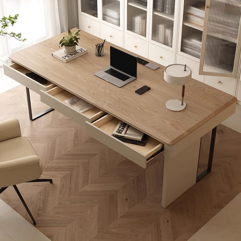 Bureau d'écriture avec tiroirs Burlywood, H 29,53 po x l 70,87 po x P 27,56 po