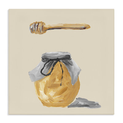 Pot de miel sur toile brun clair, design par Lucille Price