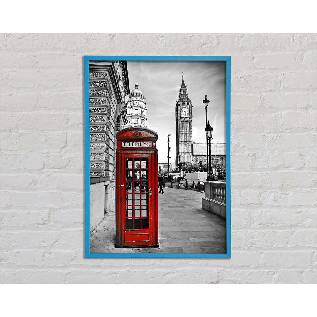 Gerahmtes Leinwandbild Red Phone Box Near Big Ben Framed Print