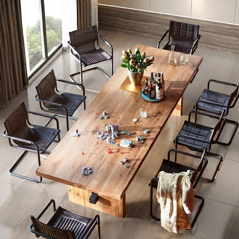 Eriola Vintage brown solid wood rectangular dining table, 29.5"H x 70.8"L x 31.5"W