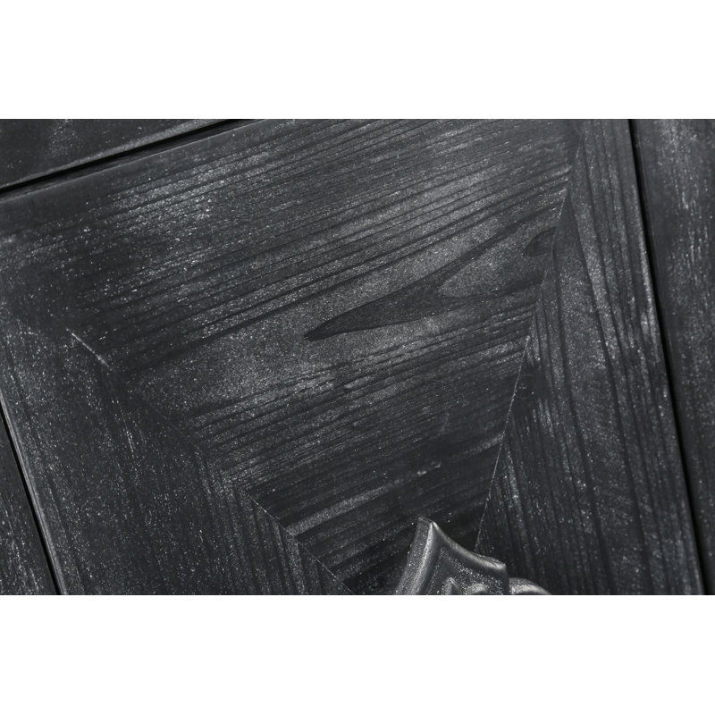 Armoire à poignée de porte sculptée, Noir antique