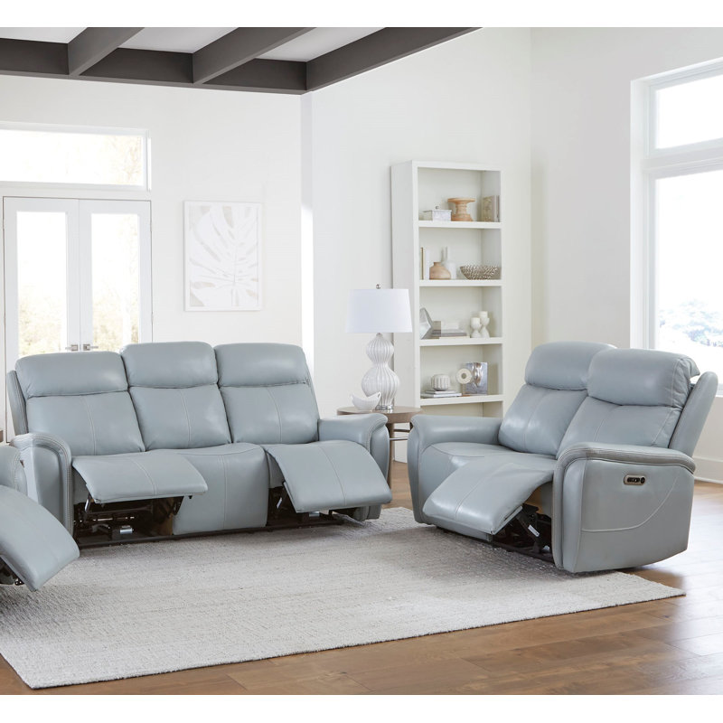 Causeuse et fauteuil inclinable électrique Allysia, 2 pièces: canapé, causeuse, Gris couturier