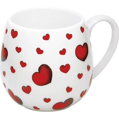 Bodum Ceramic 12oz Coffee Mugs Red White Polka Dots Set Of 6