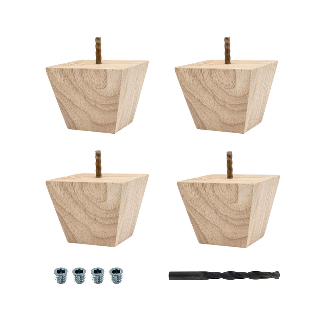 Unfinished Solid Hardwood Square Bun Foot Leg, Pack of 4 (Set of 4) Architectural Products by Outwater L.L.C. Size: 3" H x 3.88" W x 3.88" D