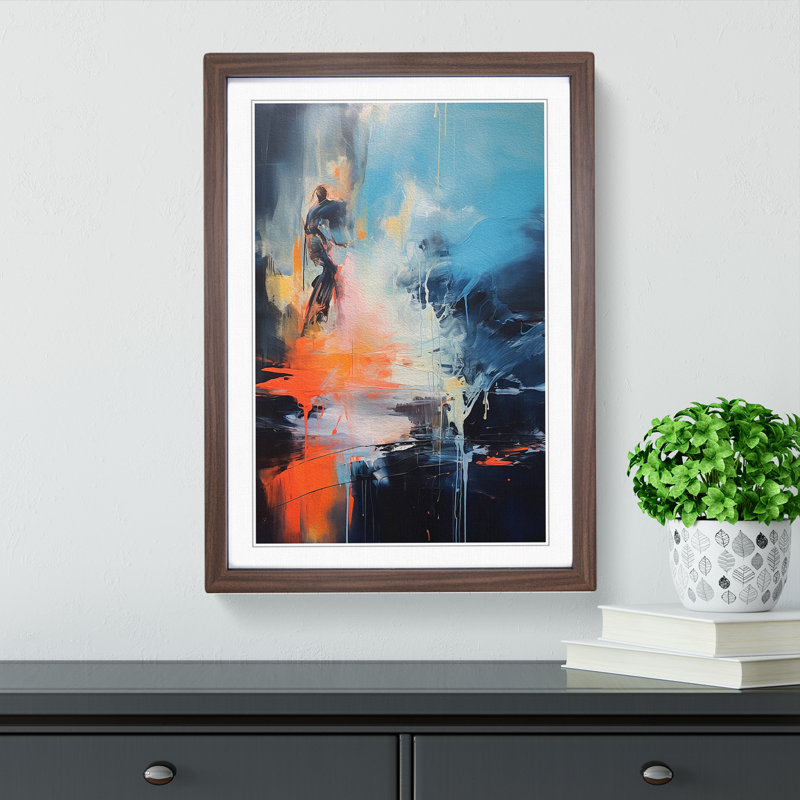 Stream Gestural - Framed Print, Walnut, 46" H x 34" W x 2" D