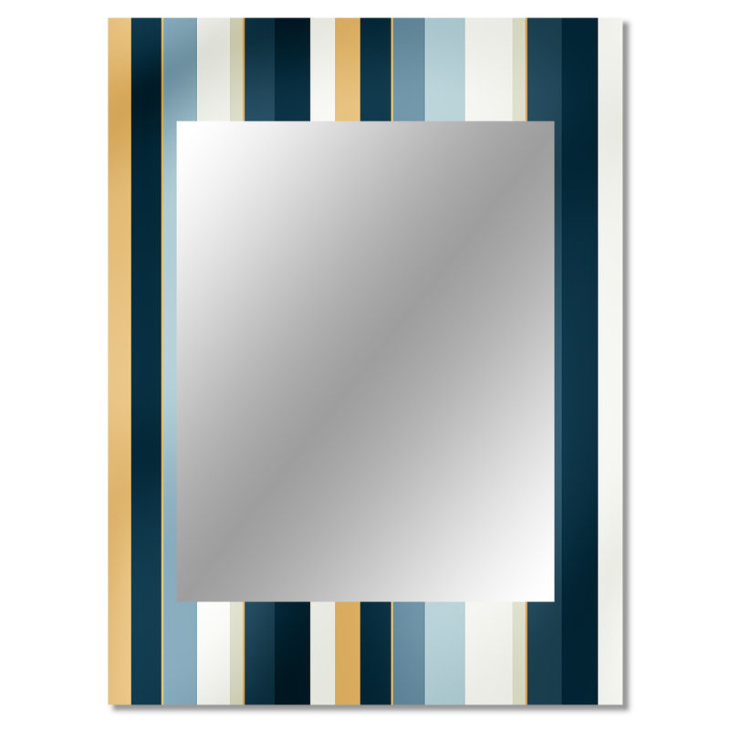 Motif à rayures rayées bleu et blanc Kennardi, 40 po x 30 po
