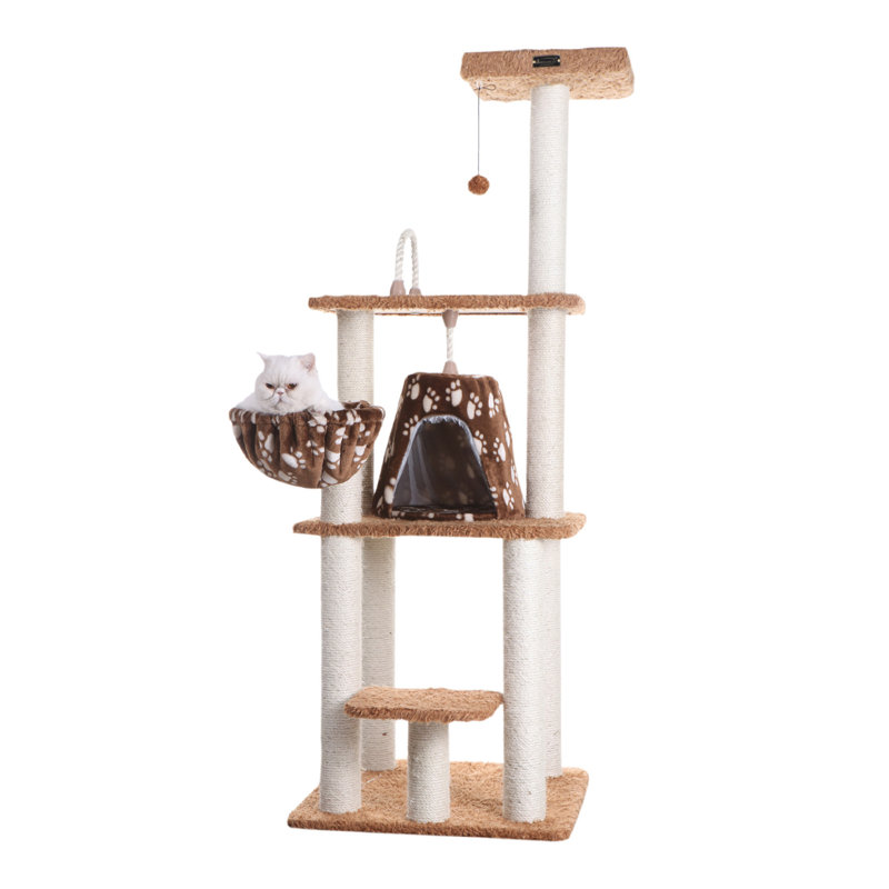 Beige and Brown Sisal Carpet Cat Tree Tower