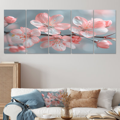 Pink Apple Blossom Spring Awakening I - Apple Blossom Canvas Wall Art Set