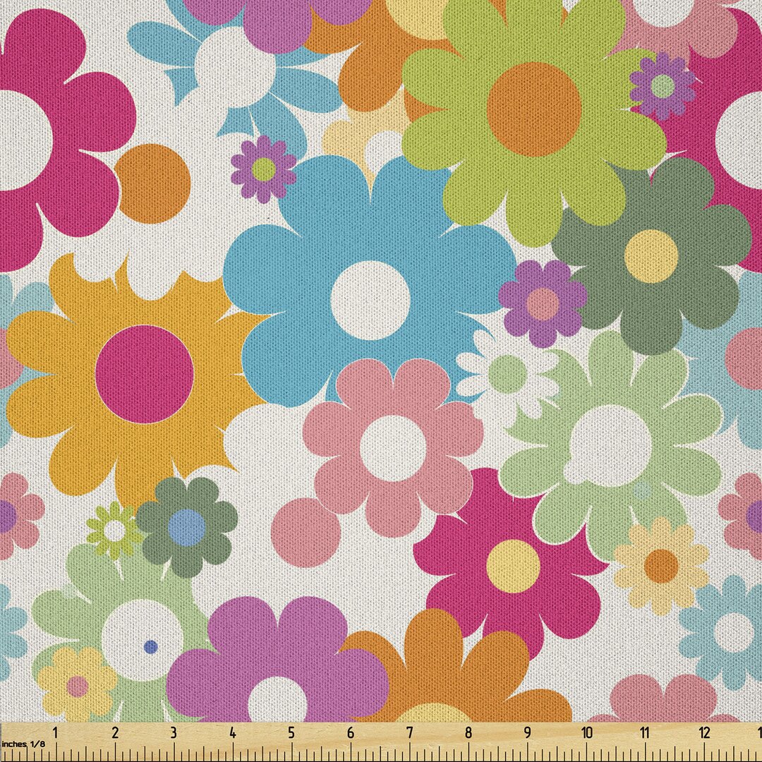 Stoff als Meterware, Sixties Inspiration, Blumen, Mehrfarbig