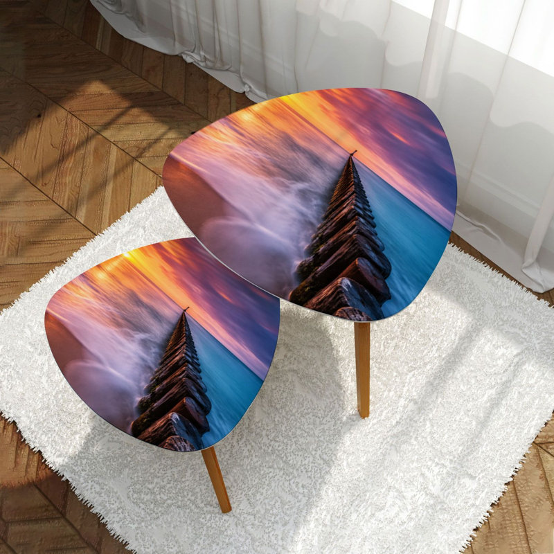 Ensemble de 2 tables basses gigognes Triangle Coastal Sunset