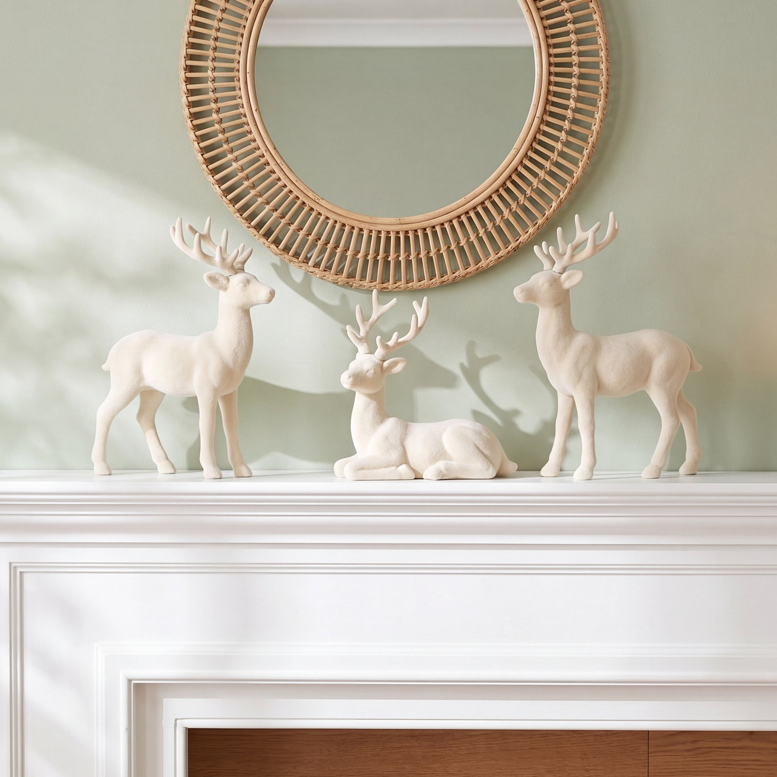 5-9.5" Resin Flocked Deer Set of 3