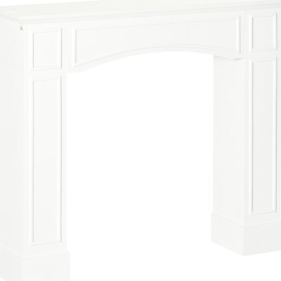 Encadrement de cheminée - blanc, 29 po de largeur intérieure, élément décoratif, 45,25 po de large espace de présentation, facile à nettoyer et à balayer, basculement, conception électrique, présentoir à nettoyer en profondeur, pour les foyers