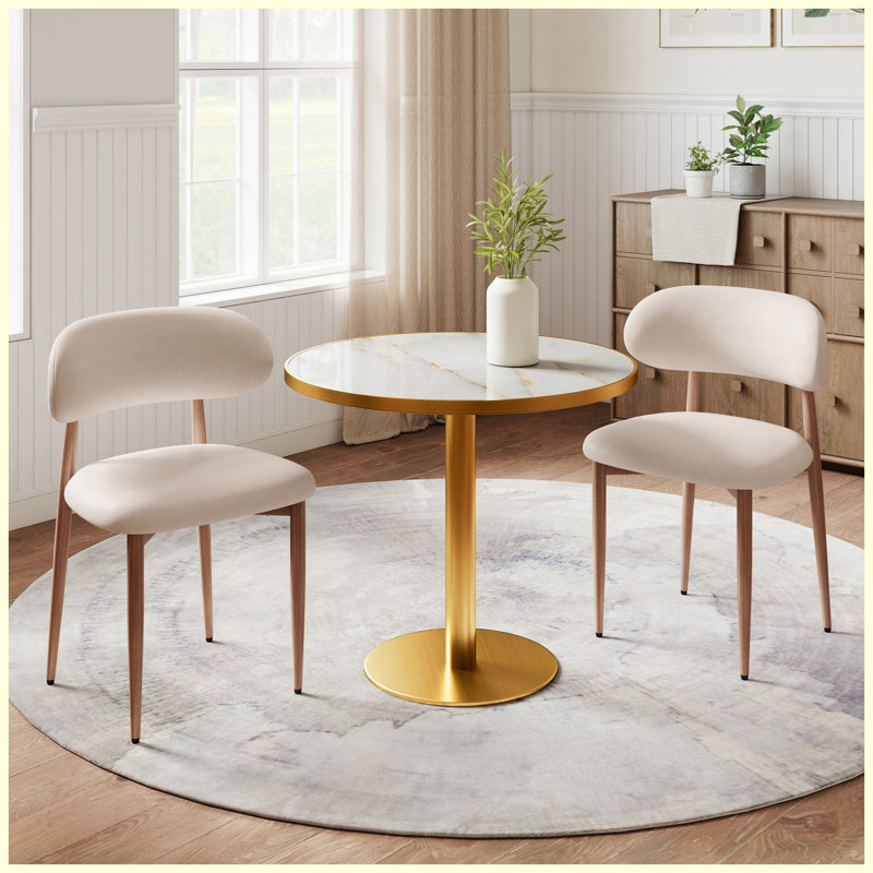 Ensemble de 2 chaises de salle à manger en velours d'agneau moderne minimaliste, pieds en acier au carbone avec placage de bois
