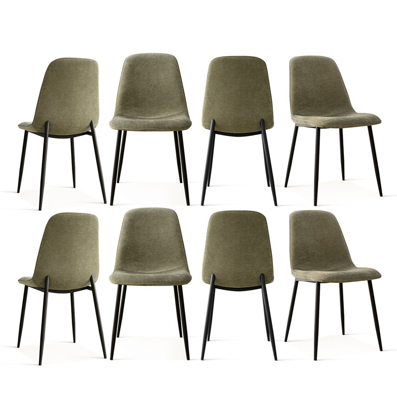 Chaise de salle à manger rembourrée en chenille, Vert