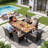 Callan 6 - Person Acacia Solid Wood Patio Dining Set Rectangular Table with Cushions Included-424226909