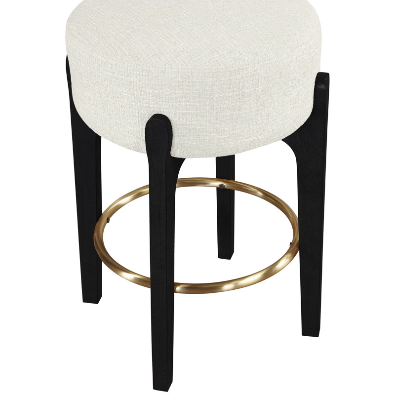 Tabouret de comptoir rembourré en tissu Maud, Siège crème / cadre noir, Black
