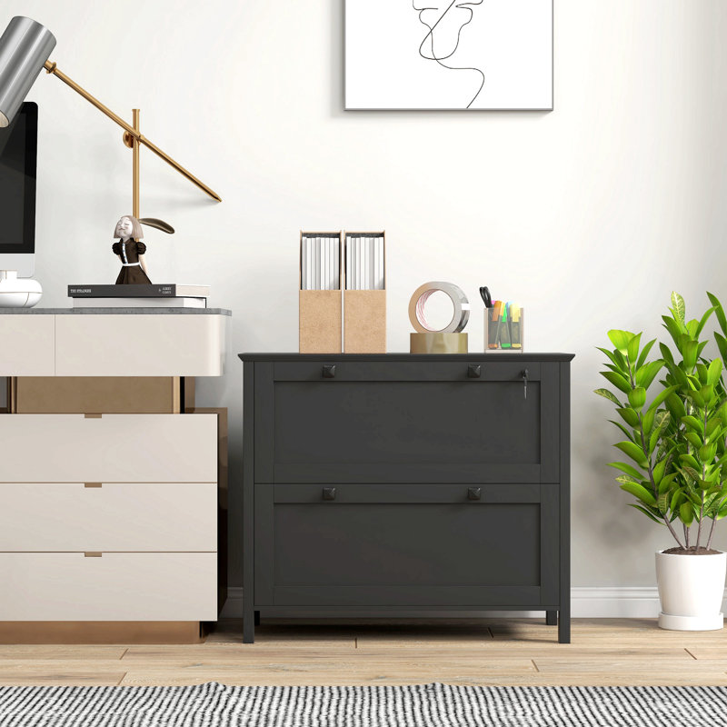 2 Drawer File Cabinet With Lock, Lateral Filing Cabinet With Keys And Adjustable Hanging Bar For Letter, A4 And Legal Size, File Cabinet For Home Office