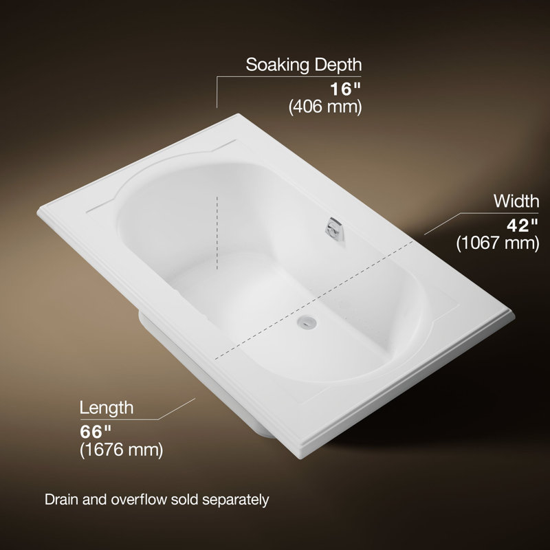 Memoirs 66-In X 42-In Heated Bubblemassage Air Bath With Bask And Center Rear Drain, White