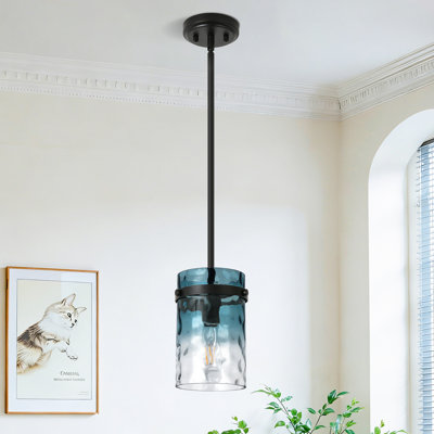 1-Light 5.9"W Gradient Water Glass Pendant Light, Modern Kitchen Island Hanging Light