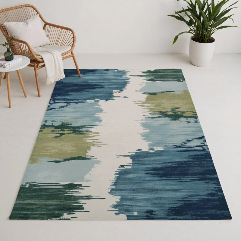 Tapis intérieur et extérieur gris Watercolor, Rectangle 5 pi x 7 pi