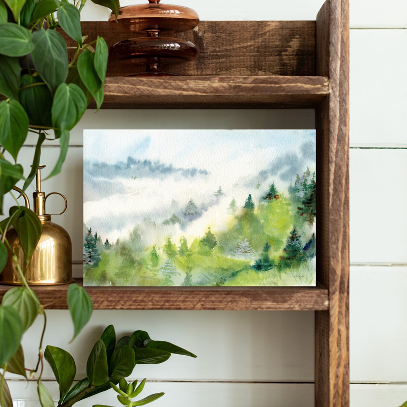 «Evergreen Abstract Contemporary Forest Landscape», art mural, H 12 po x l 18 po