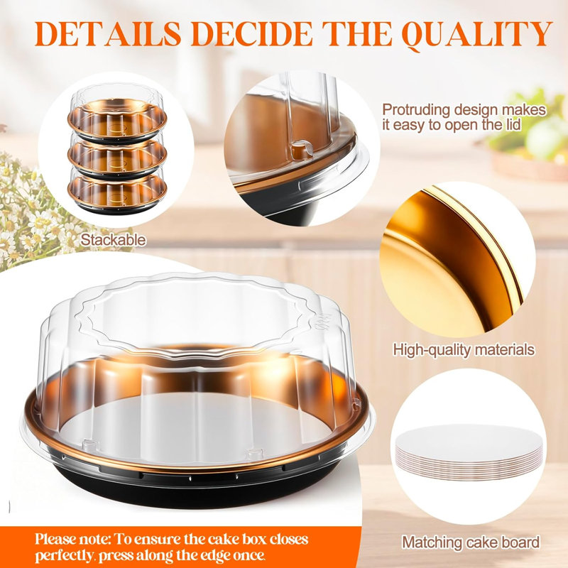 10 Pack 12in Round Cake Container and 10 Pack 10in Cake Boards