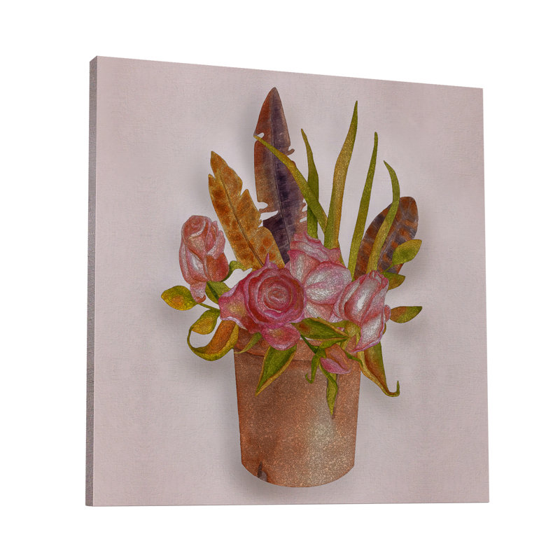 Boho Floral Arrangement I - impression sur toile tendue, H 8 po x l 8 po x P 1,5 po