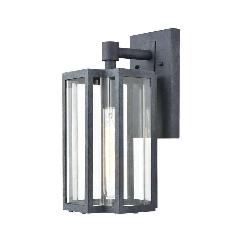 Applique murale d'extérieur 1 lumière Bianca - zinc vieilli 13 po Bianca, H 13 po x l 6 po x P 7 po, Gris