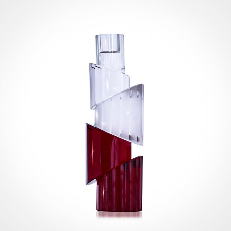 Bougeoir en cristal fait à la main All 'eden, Transparent / Rouge