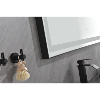 118" X 36" Fog Led Vanity Mirror With Aluminum Frame, 3 Color Temperatures, Memory, Stepless Dimming, Matte Black, Meet Bathroom Lighting Preferences Memory Function, Perfect For