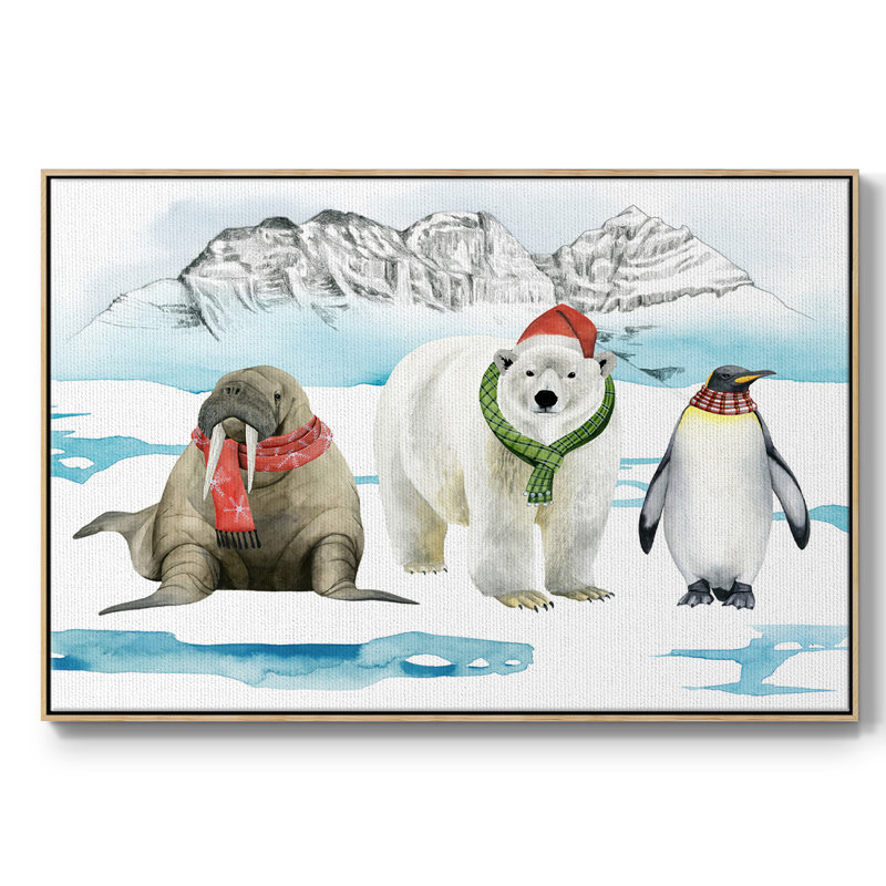 «Arctic Animal Collection A», reproduction d'art sur toile, H 17 po x l 25 po x P 2 po, Naturel