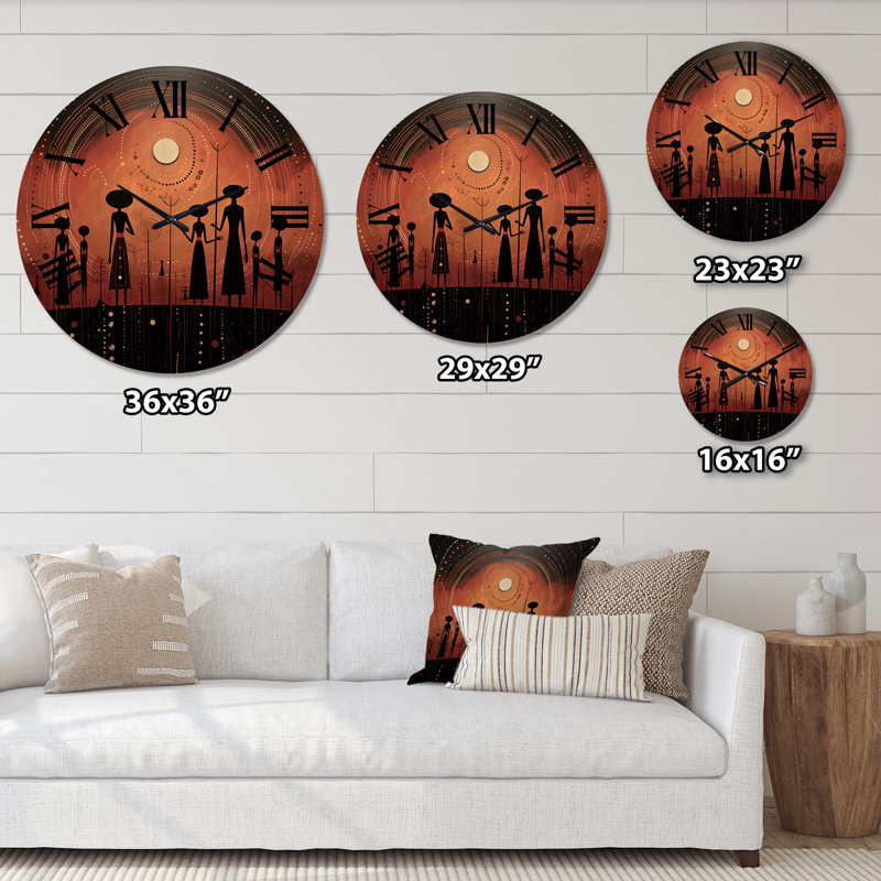 Horloge murale en bois africain, Très grand