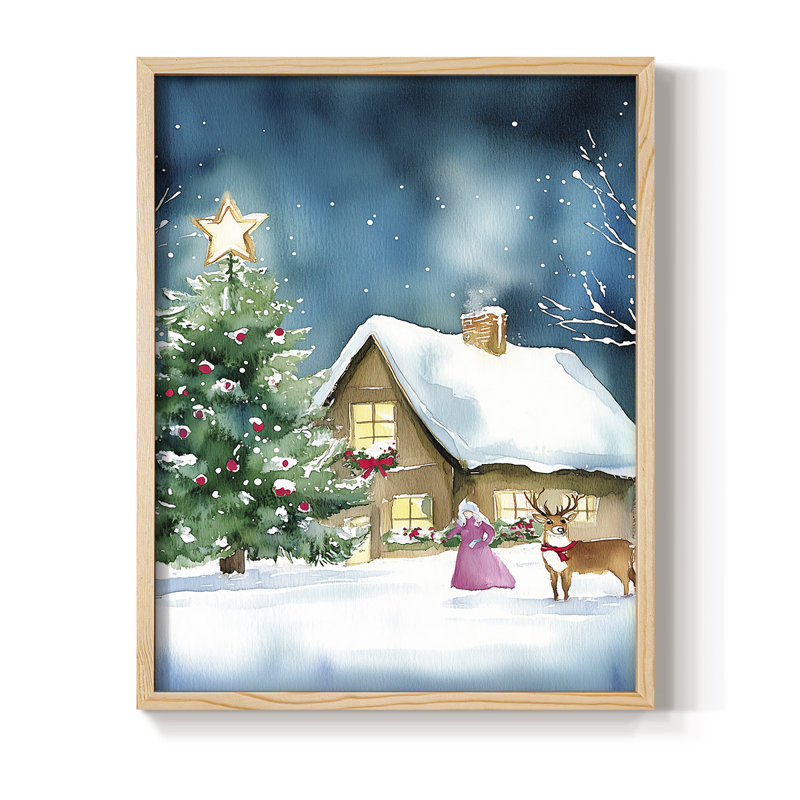 «Christmas Holiday Art» DCCLxx, reproduction d'art encadrée - bois massif, Naturel, H 11 po x l 9 po