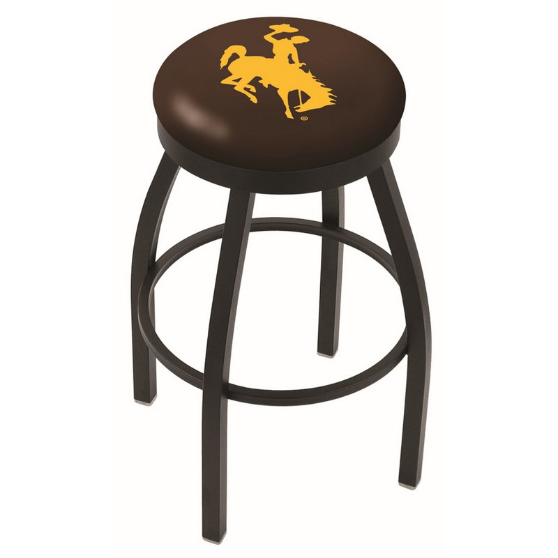 Tabouret de comptoir pivotant de 25 po NCAA, Noir froissé, Université du Wyoming